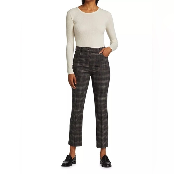 Theory Straight Plaid Wool Pants Trousers Sz2 - Picture 2 of 12